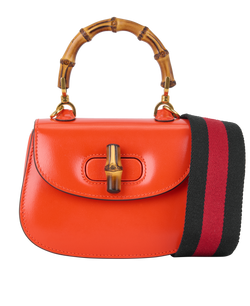 1947 Mini Bamboo Top Handle, Leather, Orange, 686864, B/DB/S, 4*